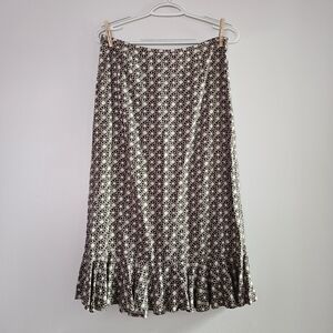 Christopher & Banks Black and White Floral Midi Skirt